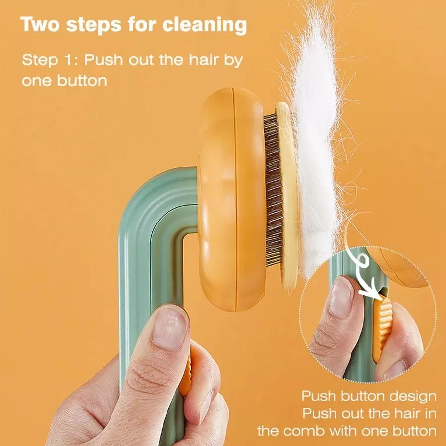 Cepillo Masajeador Quita Pelo para Perros y Gatos con Botón Auto Limpieza